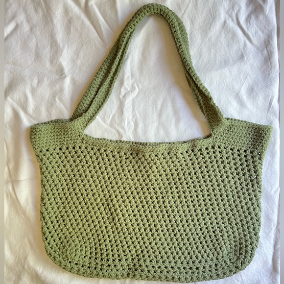 Hand Crocheted Green Market Bag - Picture 1 of 3